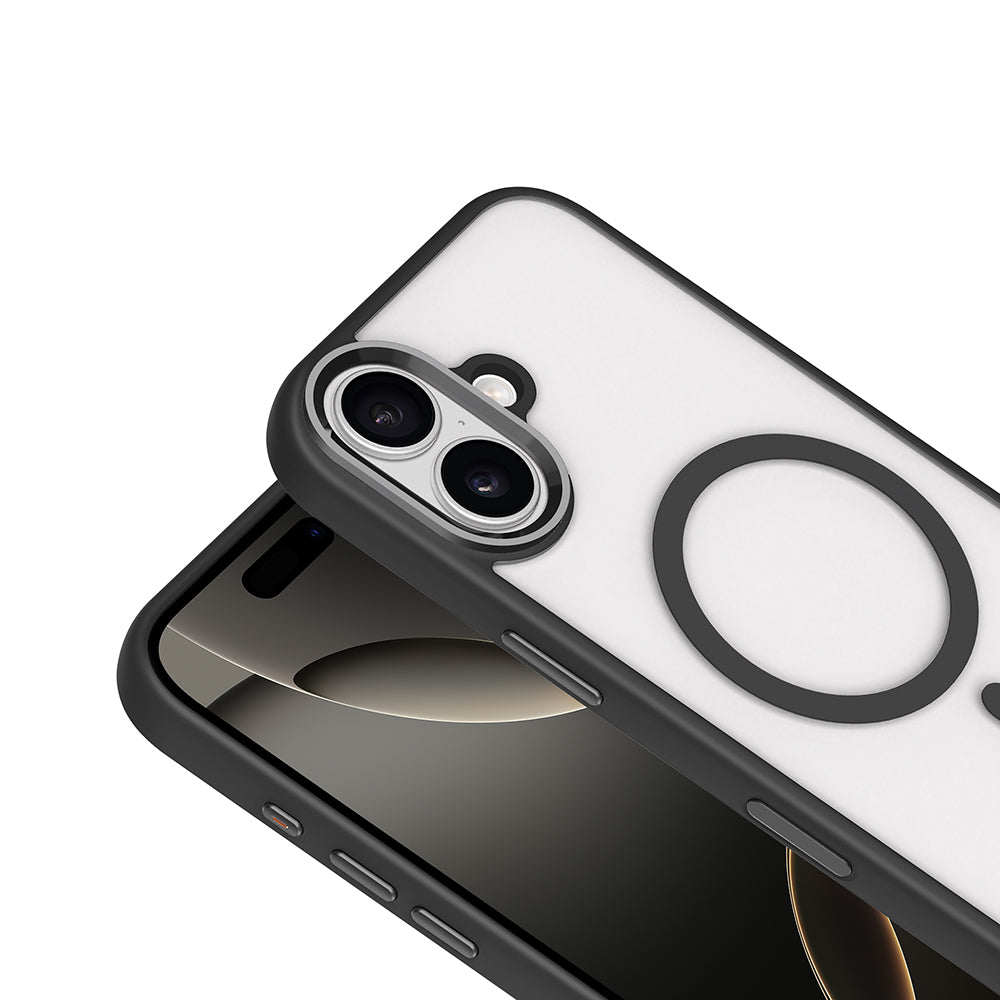 Apple iPhone 17 Kılıf Wireless Şarj Özellikli Zore Krom M-safe Silikon Kapak Gri