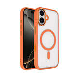 Apple iPhone 17 Kılıf Wireless Şarj Özellikli Zore Krom M-safe Silikon Kapak Turuncu