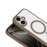 Apple iPhone 17 Kılıf Wireless Şarj Özellikli Zore Krom M-safe Silikon Kapak Desert Gold