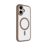 Apple iPhone 17 Kılıf Wireless Şarj Özellikli Zore Krom M-safe Silikon Kapak Desert Gold