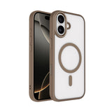 Apple iPhone 17 Kılıf Wireless Şarj Özellikli Zore Krom M-safe Silikon Kapak Desert Gold