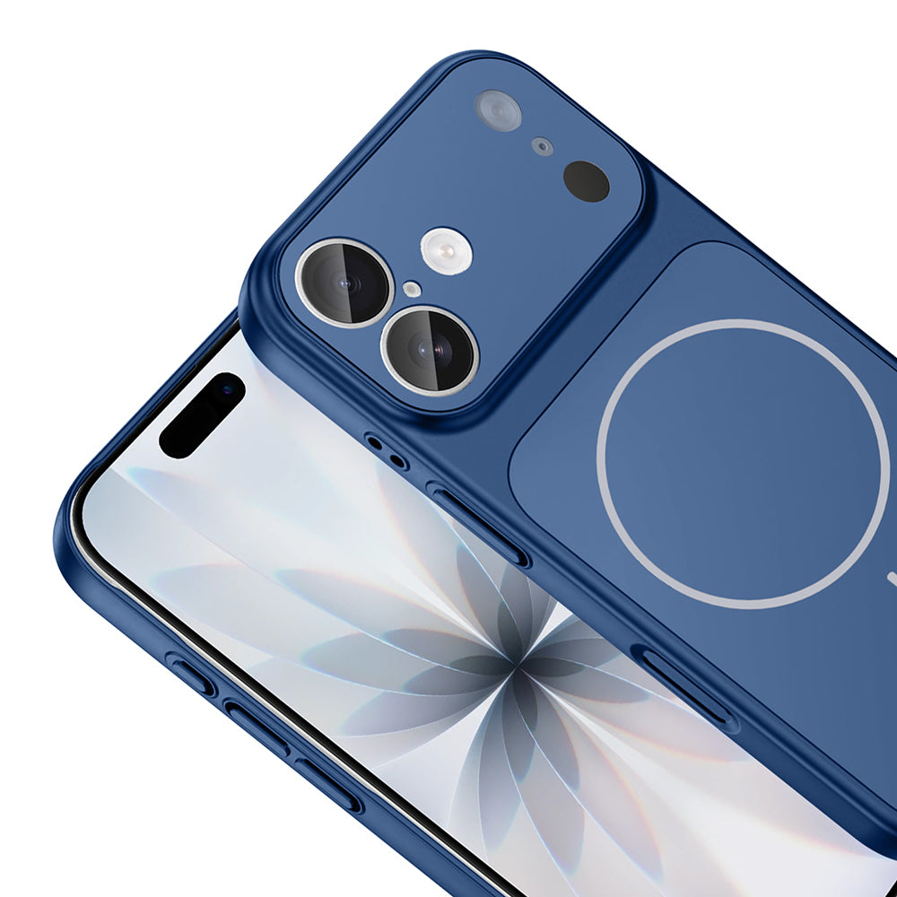 Apple iPhone 17 Kılıf Zore M-Safe Şarj Özellikli Kamera Korumalı Formen Kapak Mavi