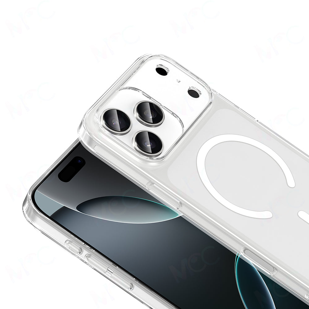 Apple iPhone 17 Pro Kamera Korumalı M-Safe Şarj Özellikli Şeffaf Zore London Sert PC Kapak Şeffaf