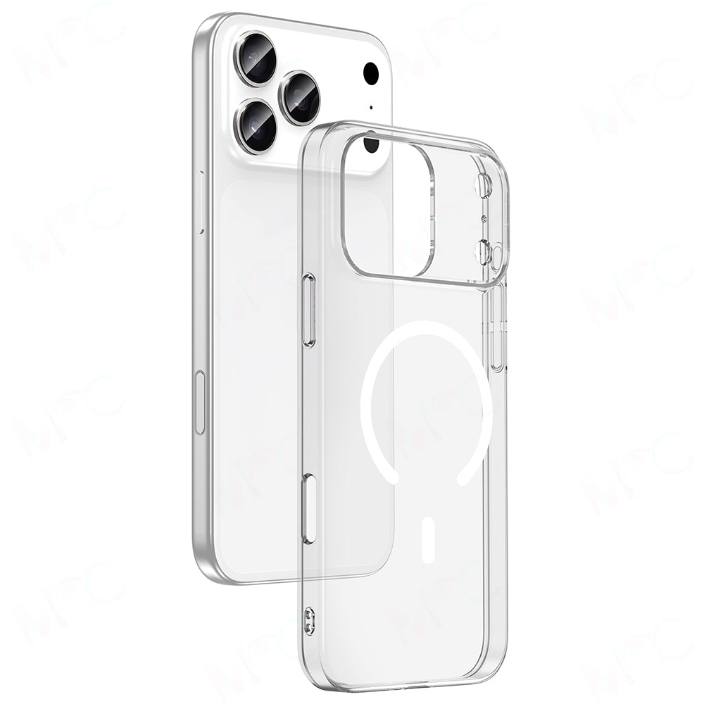 Apple iPhone 17 Pro Kamera Korumalı M-Safe Şarj Özellikli Şeffaf Zore London Sert PC Kapak Şeffaf