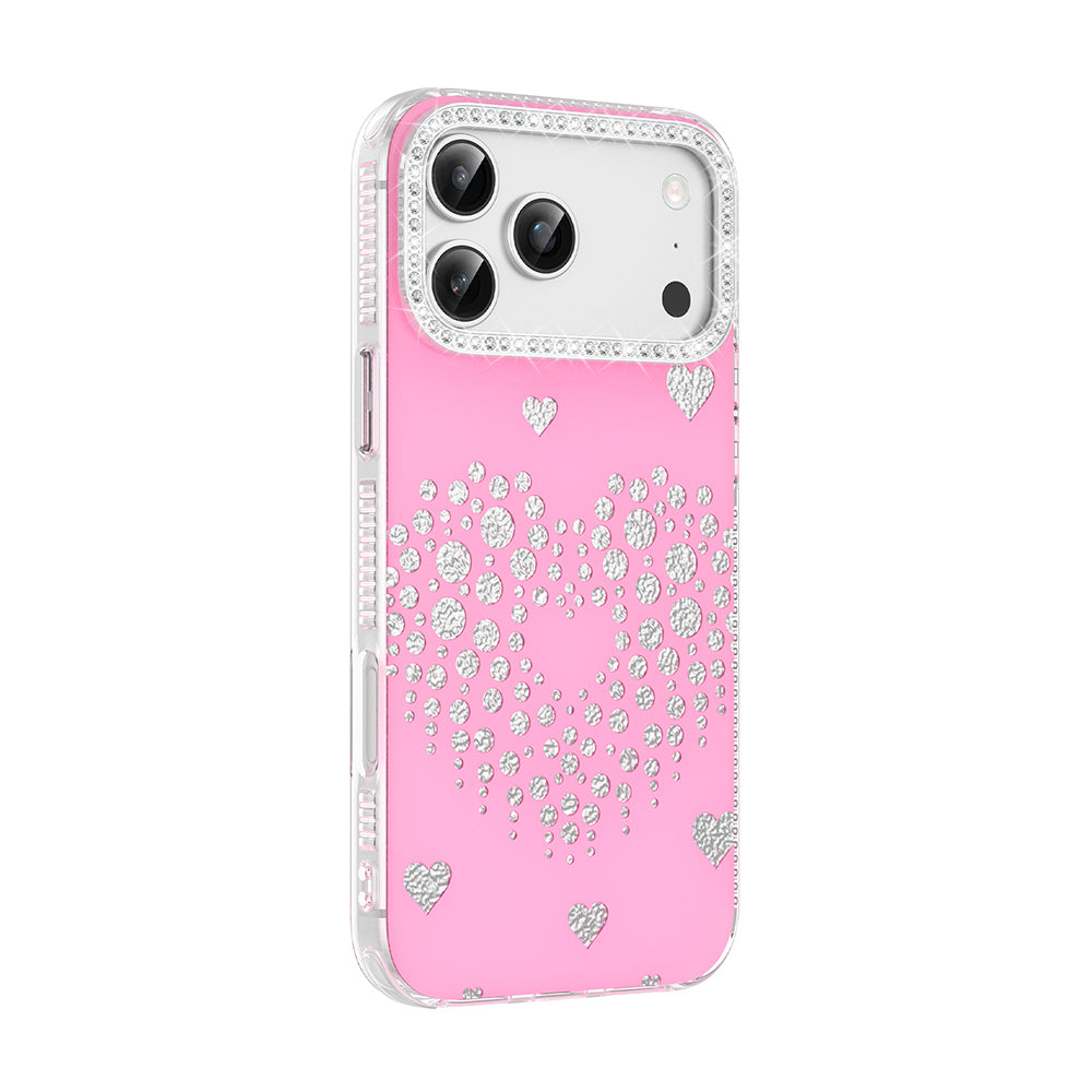Apple iPhone 17 Pro Kılıf Damla Taşlı Zore Rivas Sert PC Kapak Pembe