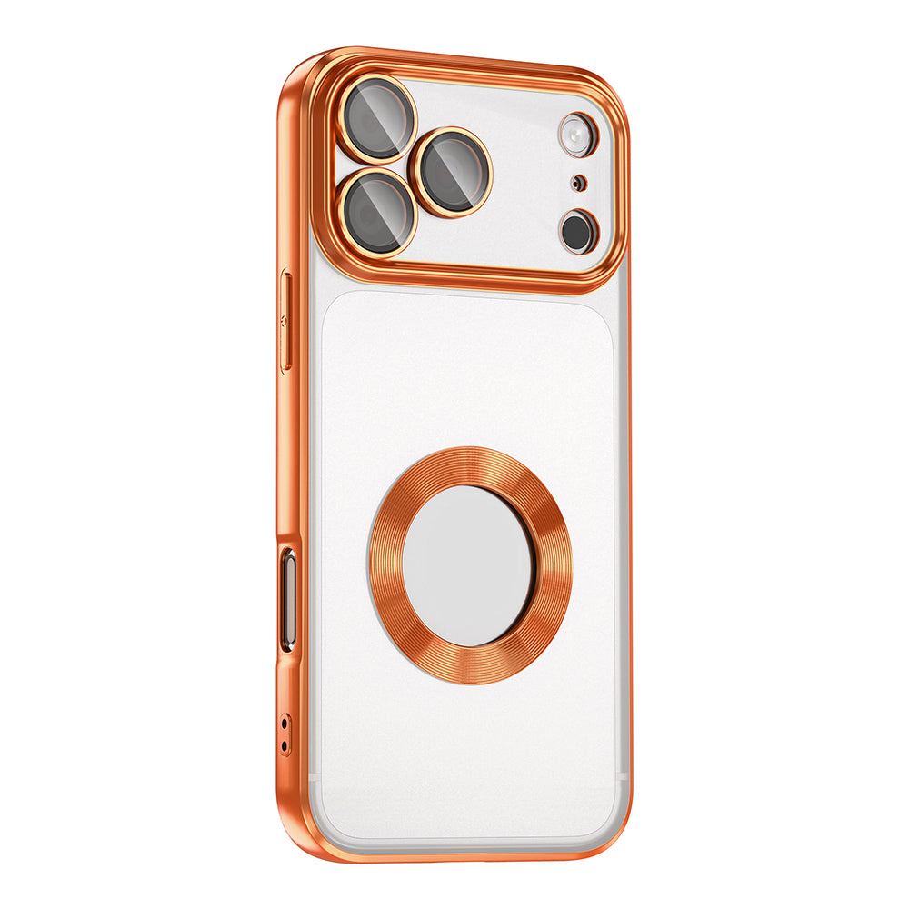 Apple iPhone 17 Pro Kılıf Kamera Korumalı Logo Gösteren Zore Omega Kapak Gümüş