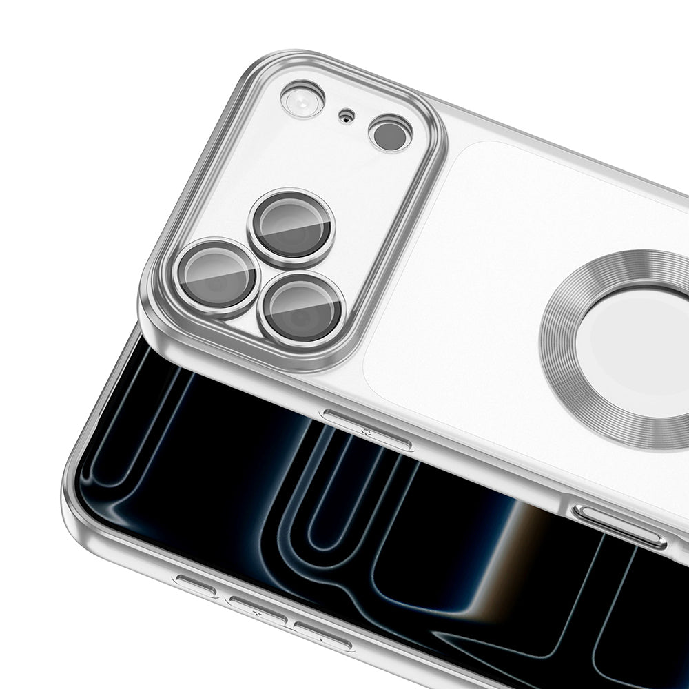Apple iPhone 17 Pro Kılıf Kamera Korumalı Logo Gösteren Zore Omega Kapak Gold