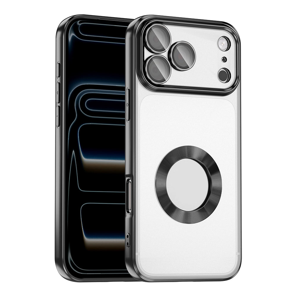 Apple iPhone 17 Pro Kılıf Kamera Korumalı Logo Gösteren Zore Omega Kapak Siyah