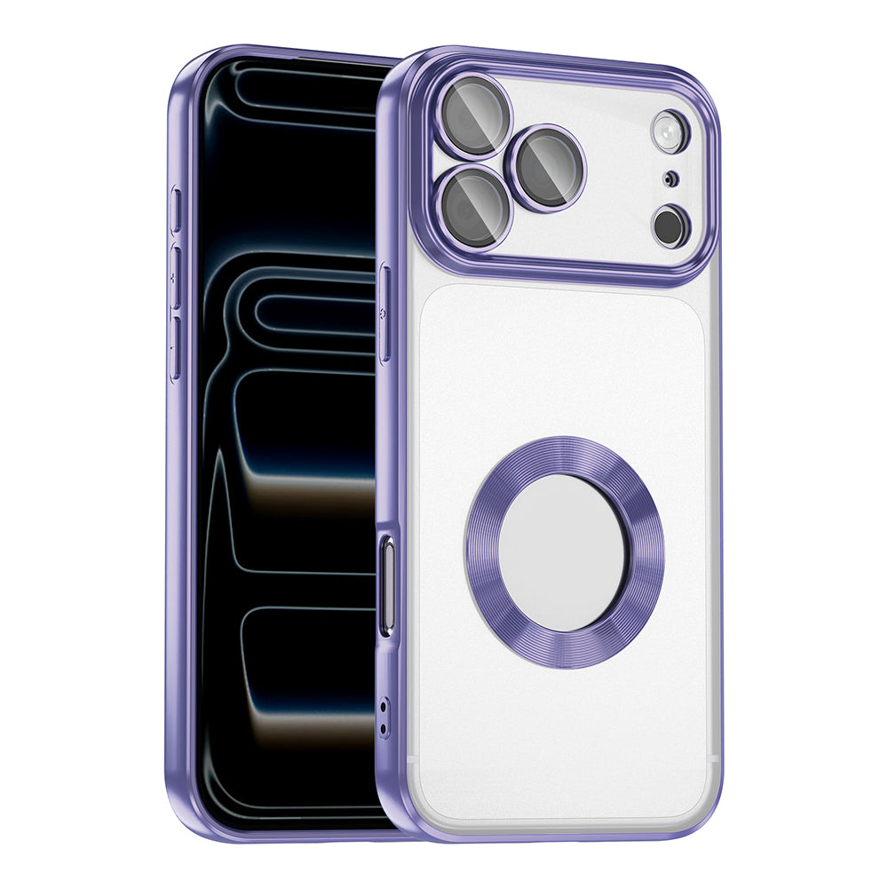 Apple iPhone 17 Pro Kılıf Kamera Korumalı Logo Gösteren Zore Omega Kapak Lila