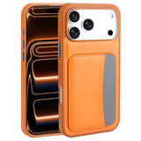 Apple iPhone 17 Pro Kılıf Kartlıklı Zore X-Kart Silikon Kapak Turuncu