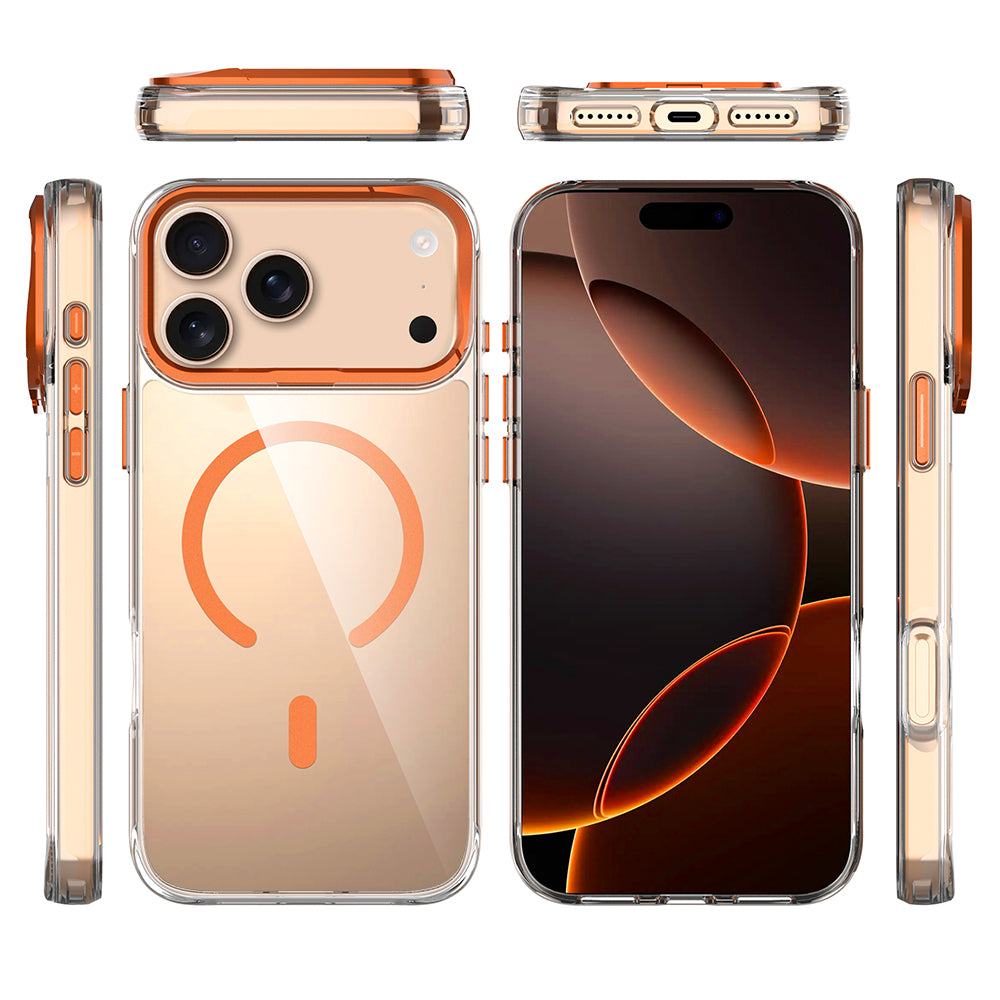 Apple iPhone 17 Pro Kılıf M-safe Şarj Özellikli Airbagli Kamera Standlı Zore Azor Kapak Lacivert