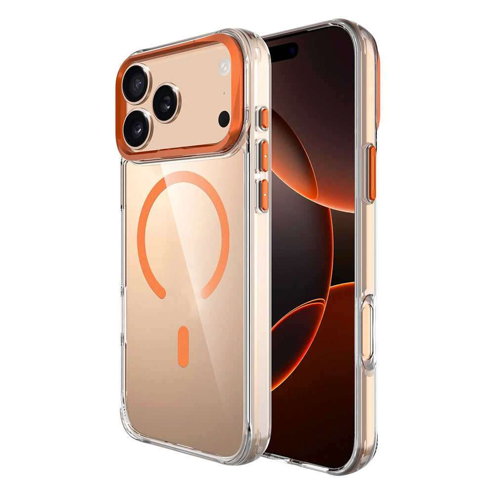 Apple iPhone 17 Pro Kılıf M-safe Şarj Özellikli Airbagli Kamera Standlı Azor Kapak Turuncu