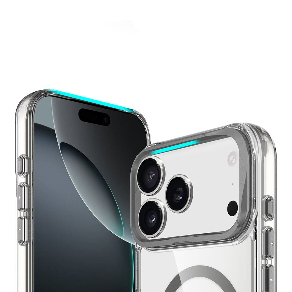 Apple iPhone 17 Pro Kılıf M-safe Şarj Özellikli Airbagli Kamera Standlı Azor Kapak Koyu Gri