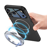 Apple iPhone 17 Pro Kılıf M-safe Şarj Özellikli Çift Parçalı Zore Napoli Kapak Turuncu-Siyah
