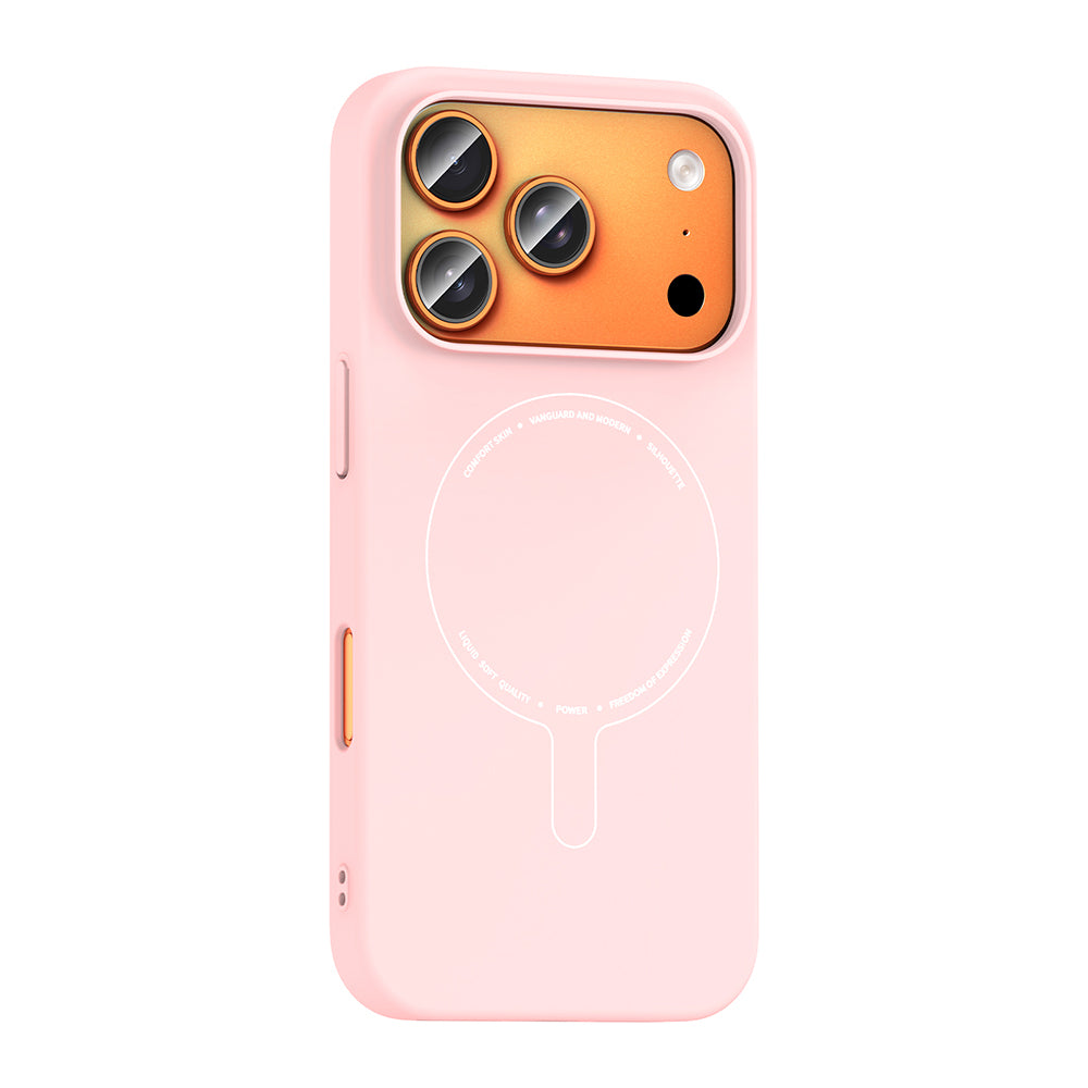 Apple iPhone 17 Pro Kılıf M-Safe Şarj Özellikli Kamera Korumalı Zore Elio Sert PC Kapak Açık Pembe