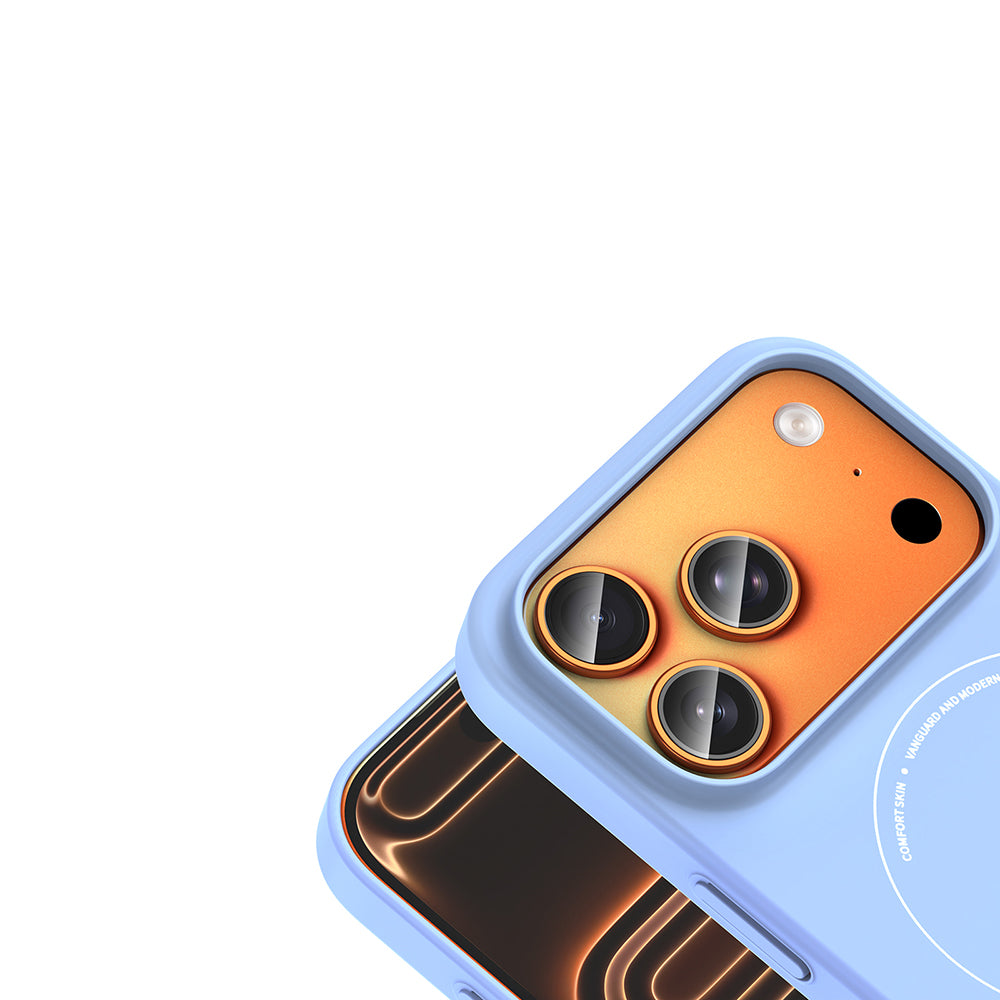 Apple iPhone 17 Pro Kılıf M-Safe Şarj Özellikli Kamera Korumalı Zore Elio Sert PC Kapak Açık Mavi