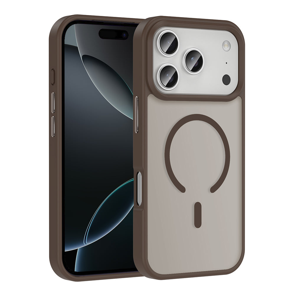 Apple iPhone 17 Pro Kılıf M-safe Şarj Özellikli Mat Arka Yüzey Zore Sio Kapak Desert Titanyum