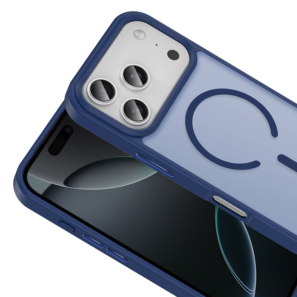 Apple iPhone 17 Pro Kılıf M-safe Şarj Özellikli Mat Arka Yüzey Zore Sio Kapak Lacivert