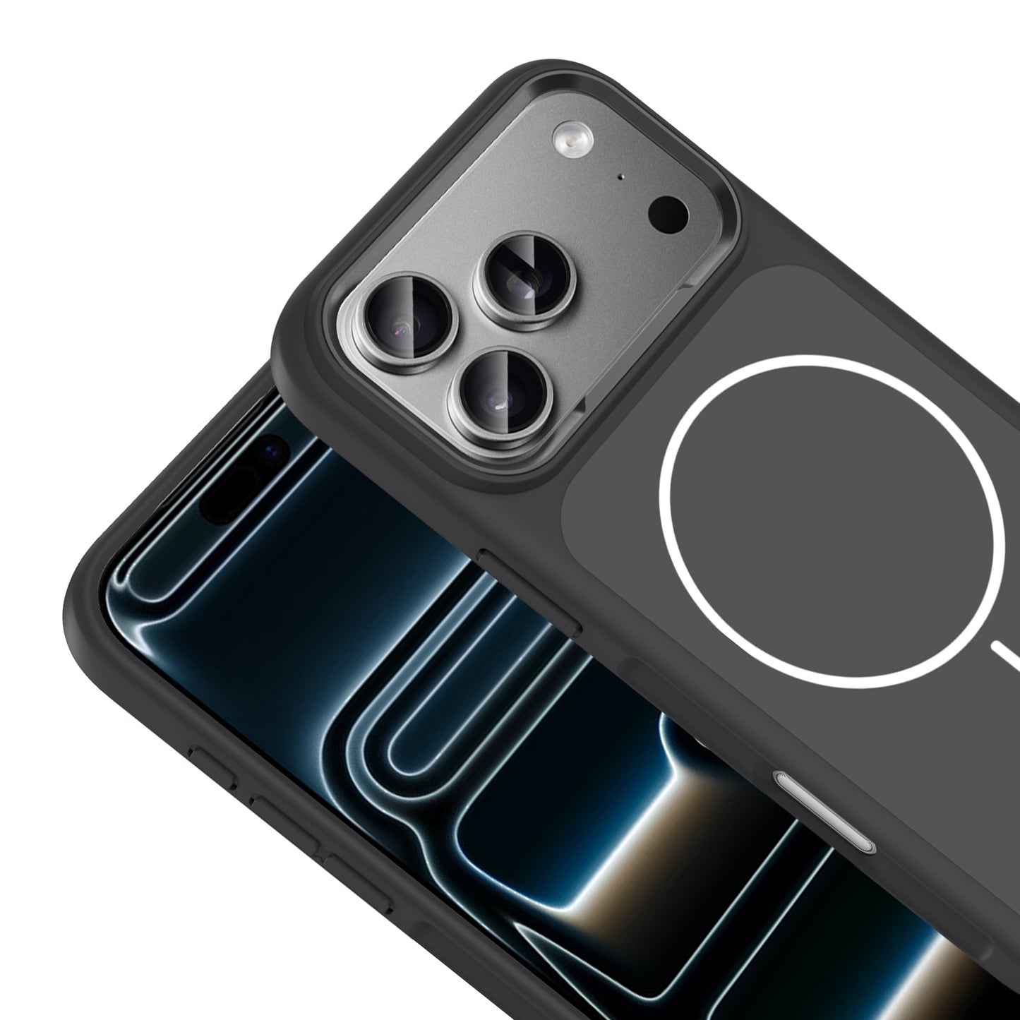 Apple iPhone 17 Pro Kılıf M-Safe Şarj Özellikli Metal Kamera Çerçeveli Zore Sanremo Silikon Kapak Lacivert