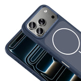 Apple iPhone 17 Pro Kılıf M-Safe Şarj Özellikli Metal Kamera Çerçeveli Zore Sanremo Silikon Kapak Lacivert