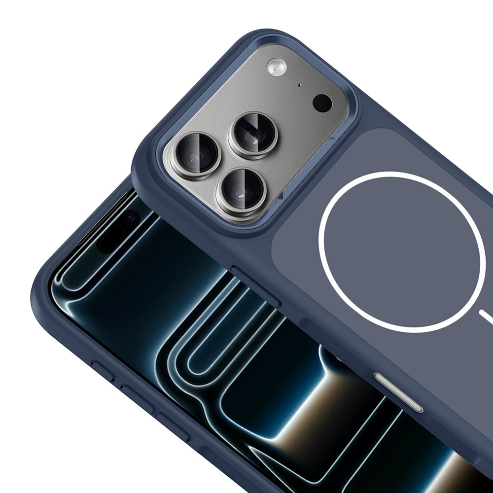 Apple iPhone 17 Pro Kılıf M-Safe Şarj Özellikli Metal Kamera Çerçeveli Zore Sanremo Silikon Kapak Gri