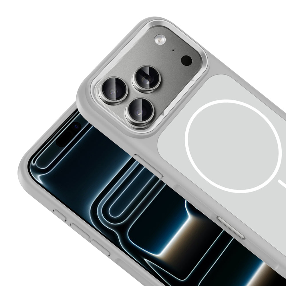 Apple iPhone 17 Pro Kılıf M-Safe Şarj Özellikli Metal Kamera Çerçeveli Zore Sanremo Silikon Kapak Turuncu