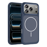 Apple iPhone 17 Pro Kılıf M-Safe Şarj Özellikli Metal Kamera Çerçeveli Zore Sanremo Silikon Kapak Lacivert
