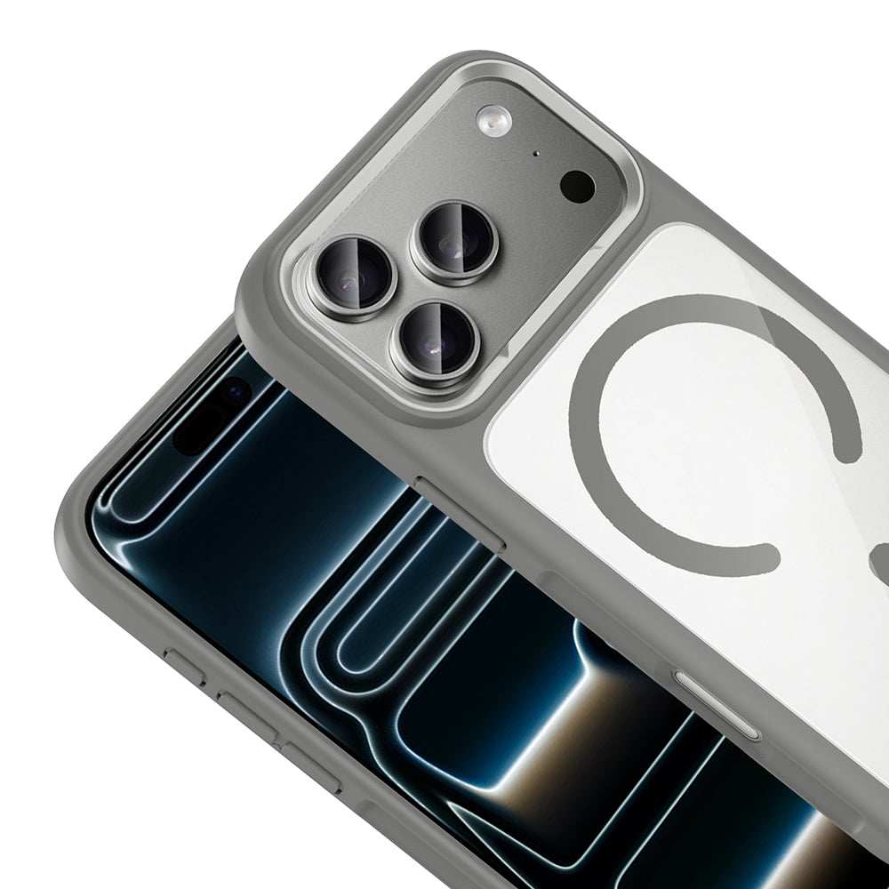 Apple iPhone 17 Pro Kılıf M-Safe Şarj Özellikli Metal Kamera Çerçeveli Zore Tiko Kapak Turuncu