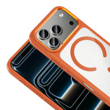 Apple iPhone 17 Pro Kılıf M-Safe Şarj Özellikli Metal Kamera Çerçeveli Zore Tiko Kapak Turuncu