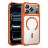 Apple iPhone 17 Pro Kılıf M-Safe Şarj Özellikli Metal Kamera Çerçeveli Zore Tiko Kapak Turuncu