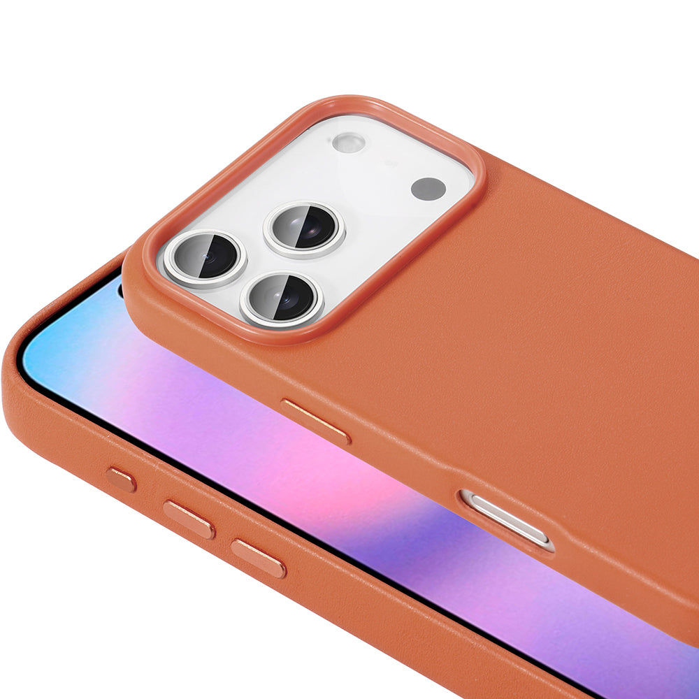 Apple iPhone 17 Pro Kılıf M-safe Şarj Özellikli PU Deri Görünümlü Zore Kupra Kapak Pembe