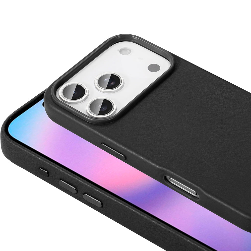 Apple iPhone 17 Pro Kılıf M-safe Şarj Özellikli PU Deri Görünümlü Zore Kupra Kapak Siyah