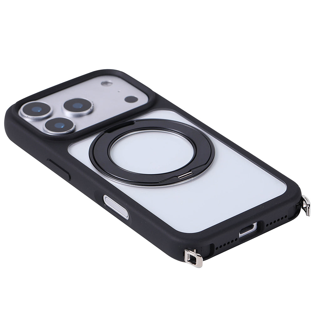 Apple iPhone 17 Pro Kılıf M-Safe Şarj Özellikli Standlı Zore Piza Silikon Kapak Turuncu