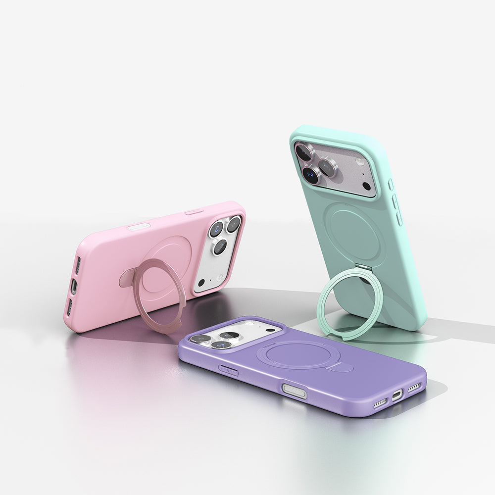 Apple iPhone 17 Pro Kılıf M-safe Şarj Özellikli Standlı Zore Samara Kapak Titanyum-Gri