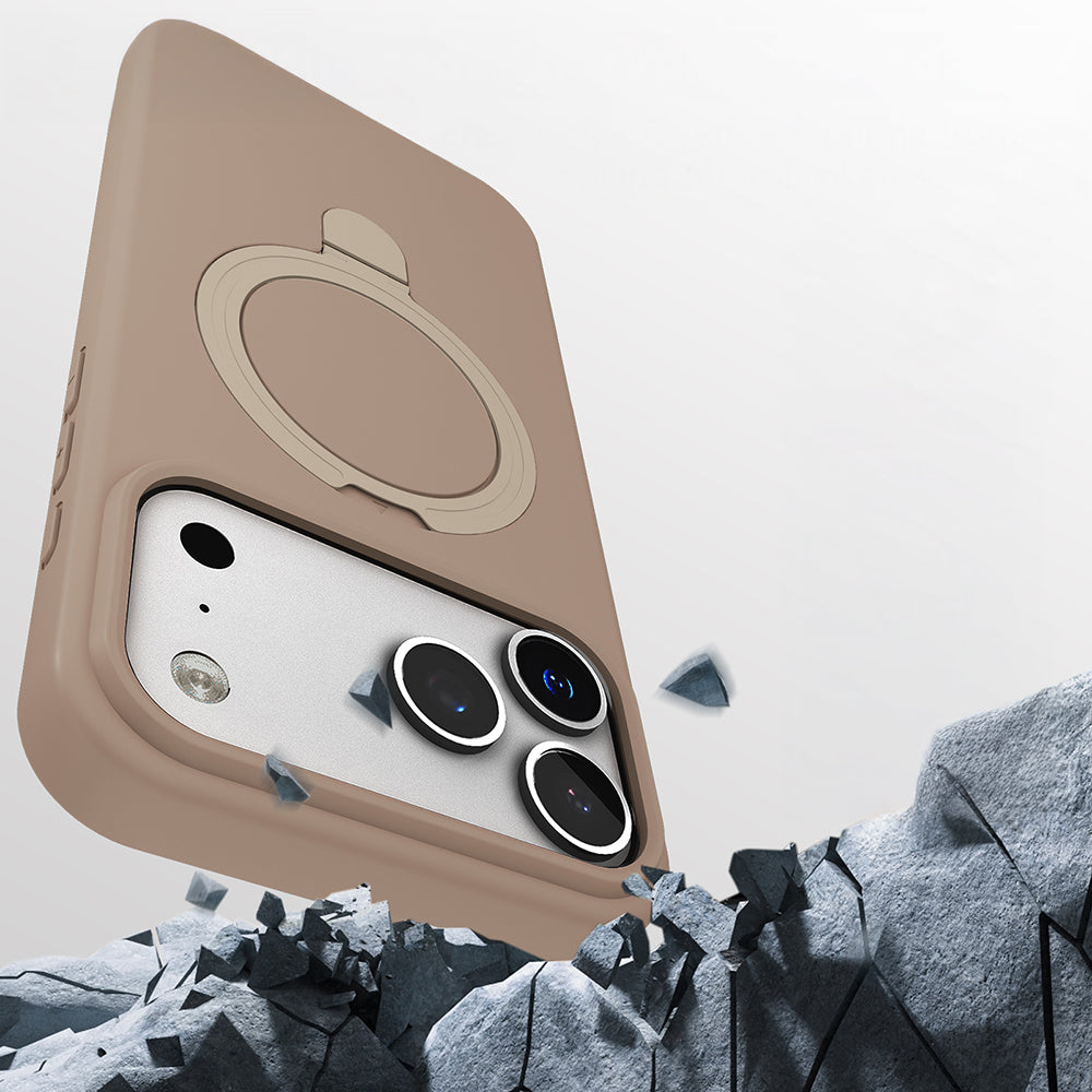 Apple iPhone 17 Pro Kılıf M-safe Şarj Özellikli Standlı Zore Samara Kapak Turuncu