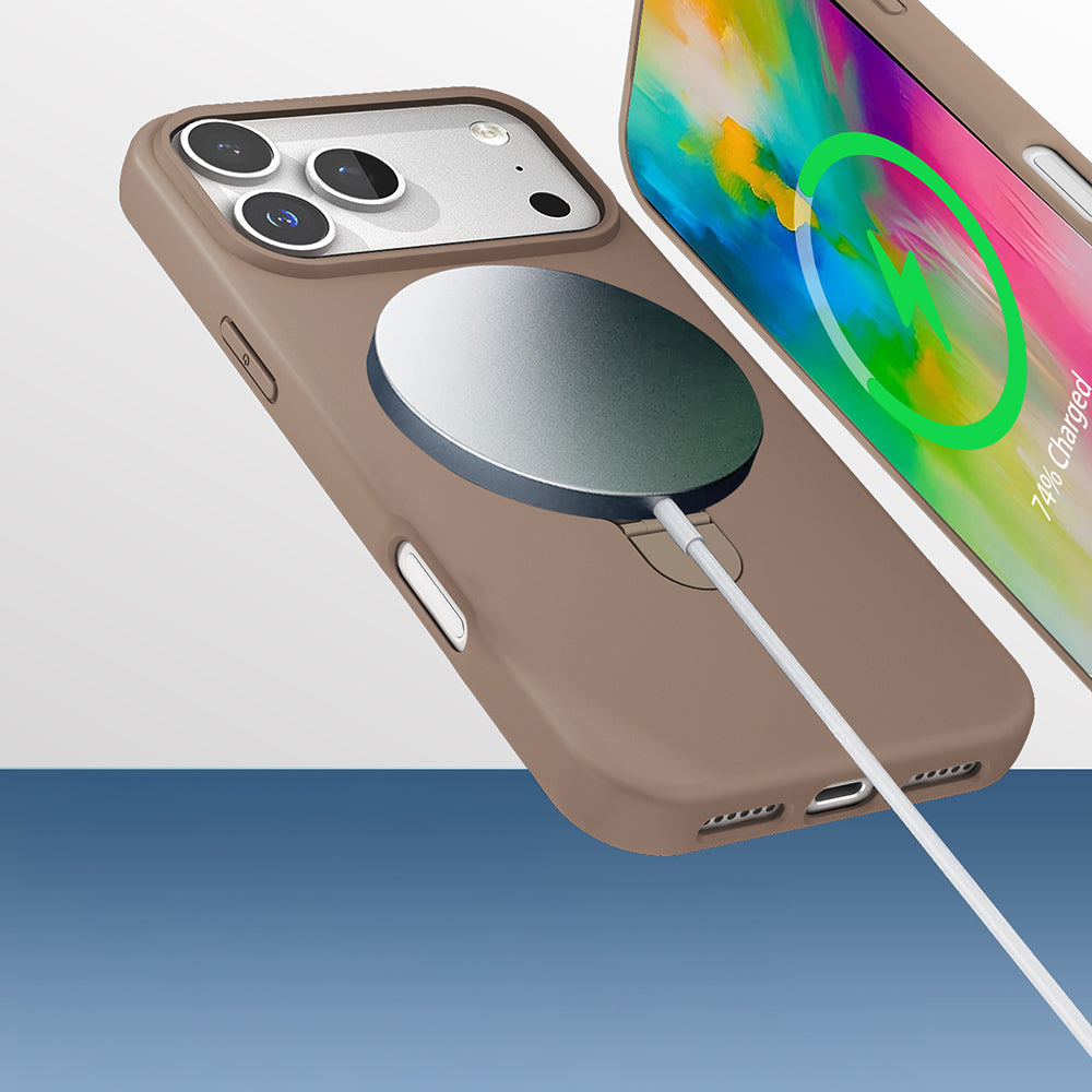 Apple iPhone 17 Pro Kılıf M-safe Şarj Özellikli Standlı Zore Samara Kapak Lacivert