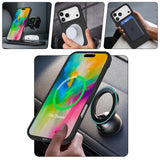 Apple iPhone 17 Pro Kılıf M-safe Şarj Özellikli Standlı Zore Samara Kapak Titanyum-Gri