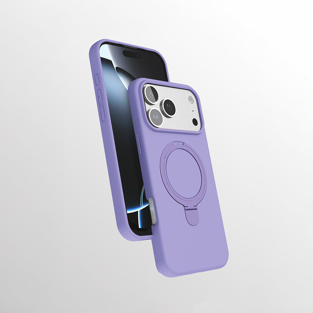 Apple iPhone 17 Pro Kılıf M-safe Şarj Özellikli Standlı Zore Samara Kapak Titanyum-Gri