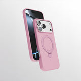 Apple iPhone 17 Pro Kılıf M-safe Şarj Özellikli Standlı Zore Samara Kapak Pembe