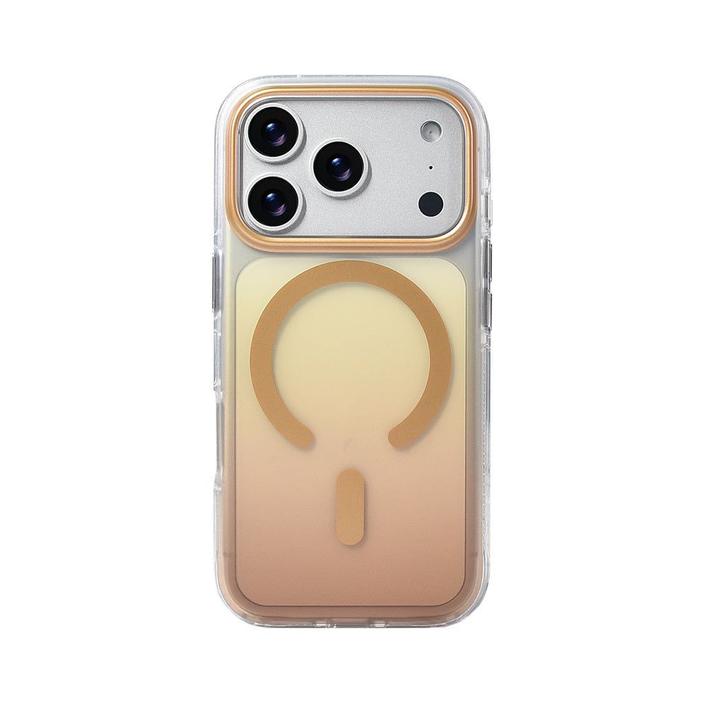 Apple iPhone 17 Pro Kılıf M-safe Şarj Özellikli Transparan Renk Geçişli Zore Toros Kapak Gold