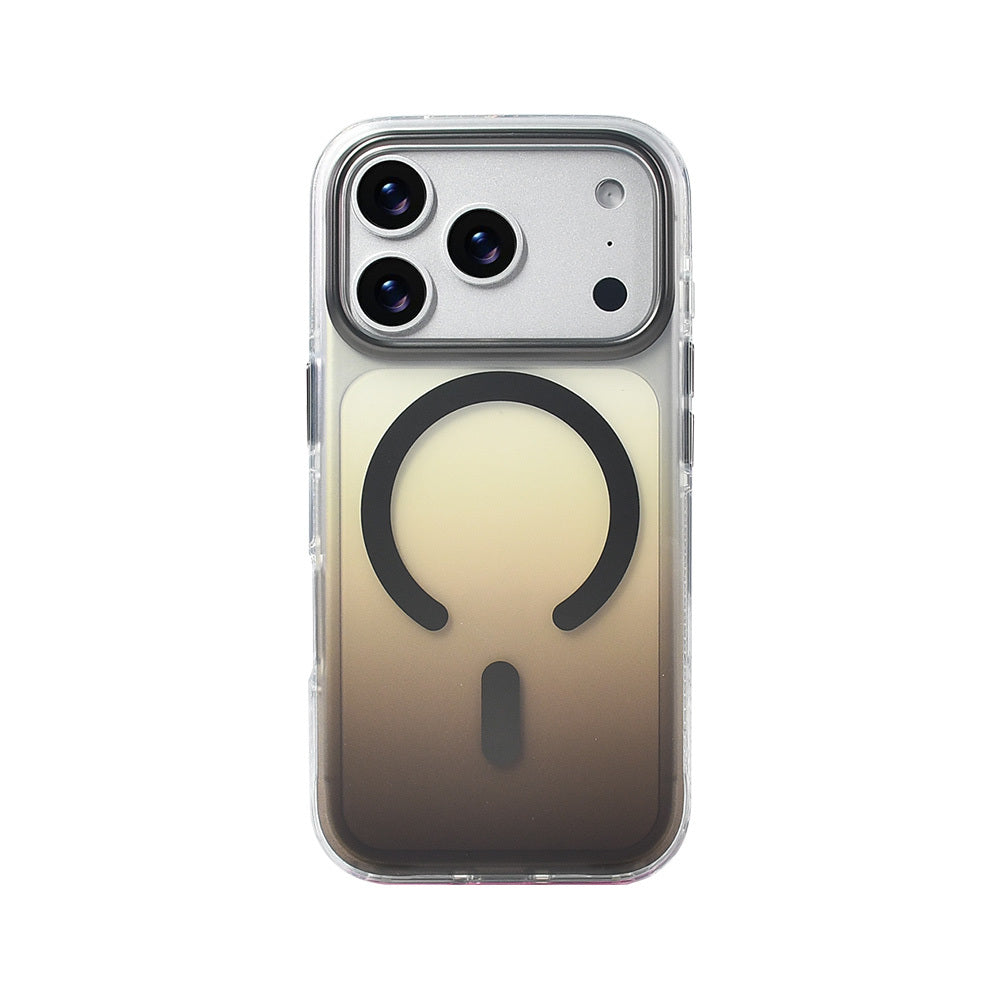 Apple iPhone 17 Pro Kılıf M-safe Şarj Özellikli Transparan Renk Geçişli Zore Toros Kapak Turuncu
