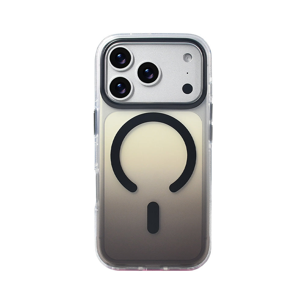 Apple iPhone 17 Pro Kılıf M-safe Şarj Özellikli Transparan Renk Geçişli Zore Toros Kapak Turuncu