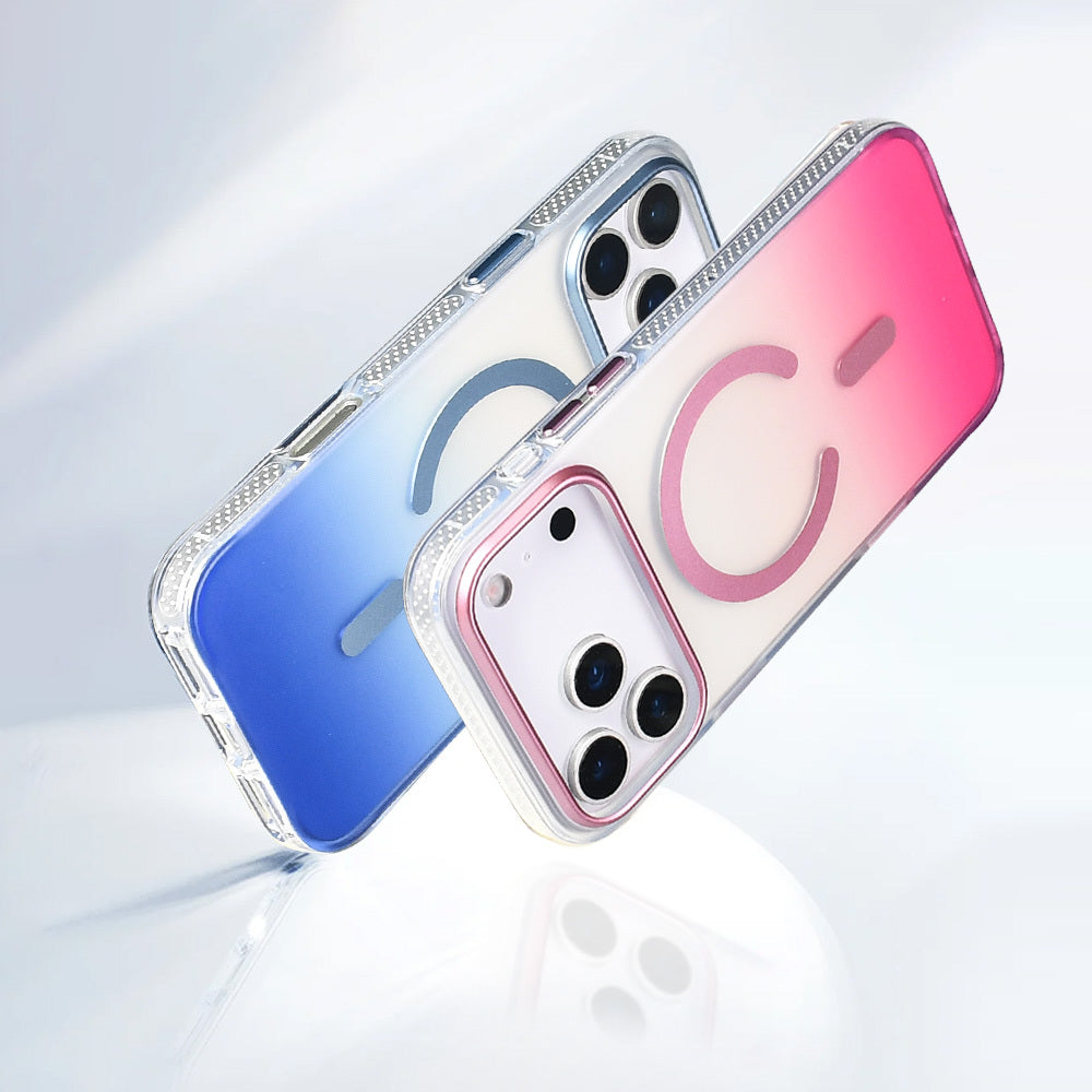 Apple iPhone 17 Pro Kılıf M-safe Şarj Özellikli Transparan Renk Geçişli Zore Toros Kapak Rose Gold
