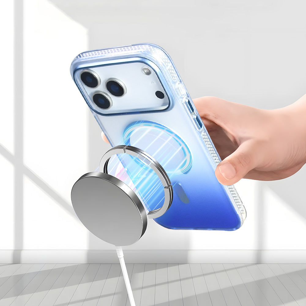 Apple iPhone 17 Pro Kılıf M-safe Şarj Özellikli Transparan Renk Geçişli Zore Toros Kapak Gri