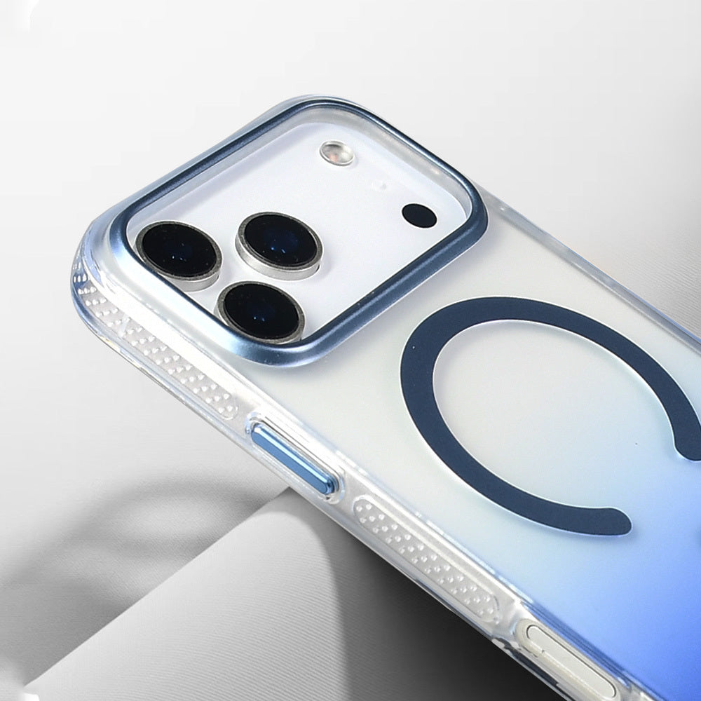 Apple iPhone 17 Pro Kılıf M-safe Şarj Özellikli Transparan Renk Geçişli Zore Toros Kapak Rose Gold