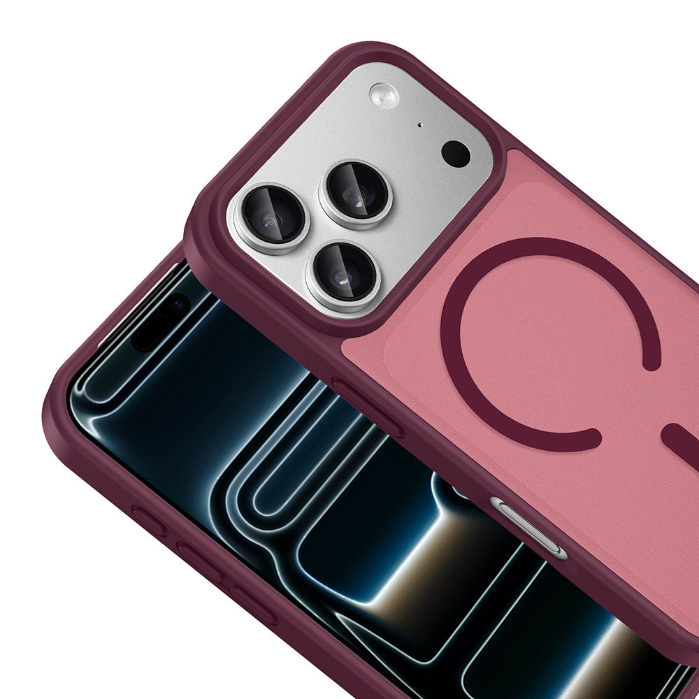 Apple iPhone 17 Pro Kılıf M-safe Şarj Özellikli Zore Babet Kapak Bordo