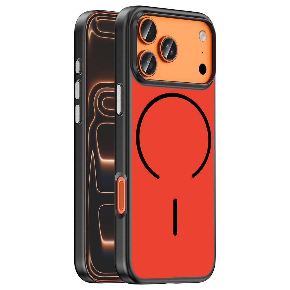 Apple iPhone 17 Pro Kılıf M-Safe Şarj Özellikli Zore Lora PC Kapak Kırmızı-Gri