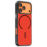 Apple iPhone 17 Pro Kılıf M-Safe Şarj Özellikli Zore Lora PC Kapak Kırmızı-Gri