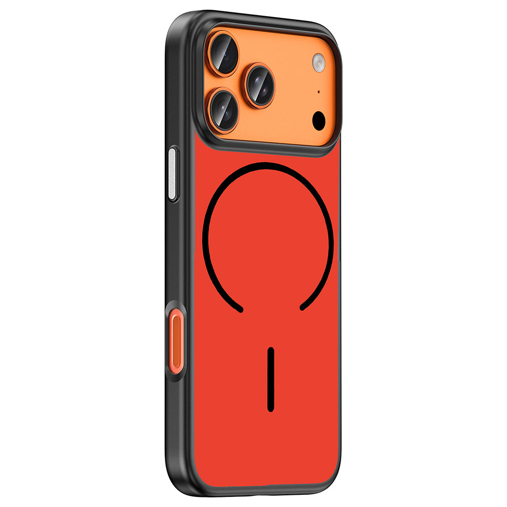 Apple iPhone 17 Pro Kılıf M-Safe Şarj Özellikli Zore Lora PC Kapak Kırmızı-Gri