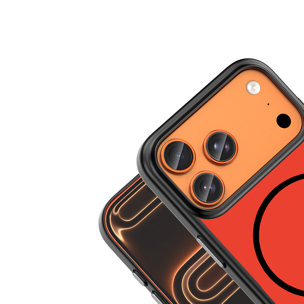 Apple iPhone 17 Pro Kılıf M-Safe Şarj Özellikli Zore Lora PC Kapak Kırmızı-Gri